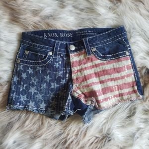 USA Flag Print Sequin Shorts